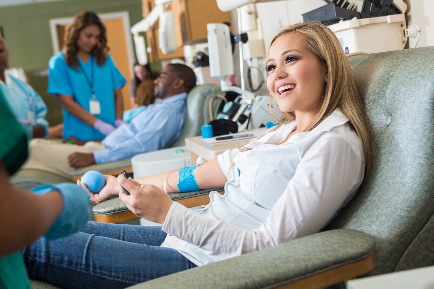 Woman donating blood